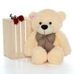 4 Feet Peach Big Teddy Bear with a Bow